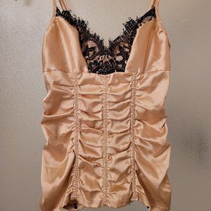 Y2K EUC Gold w/ Black Decolletage  Lace Bustier Fredericks of Hollywood